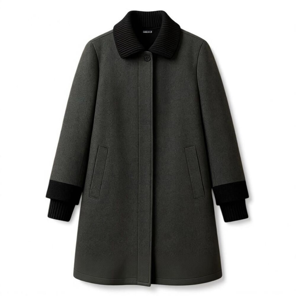 Dennis by Dennis Basso Wool Blend Rib Knit Stand Collar Coat Jacket Women's XL